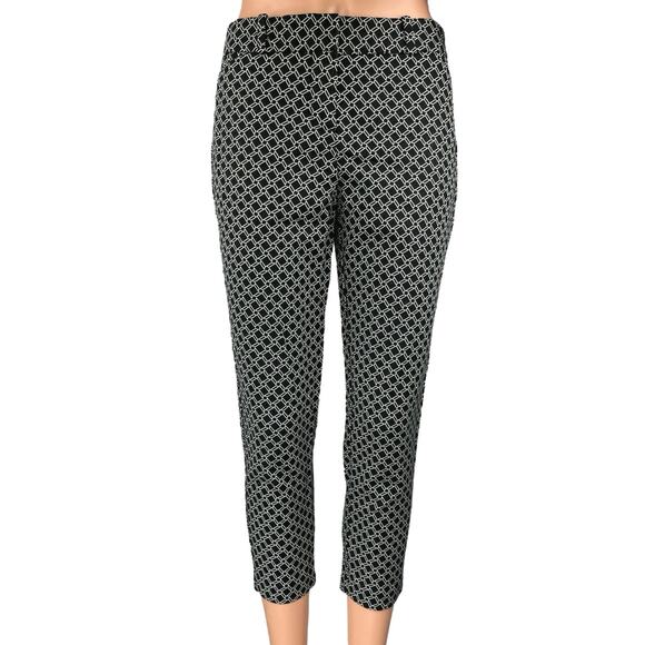 Liz Claiborne Women's Black Geometric Mid Rise Skinny Stretch Trousers Pants 2 - Picture 1 of 6